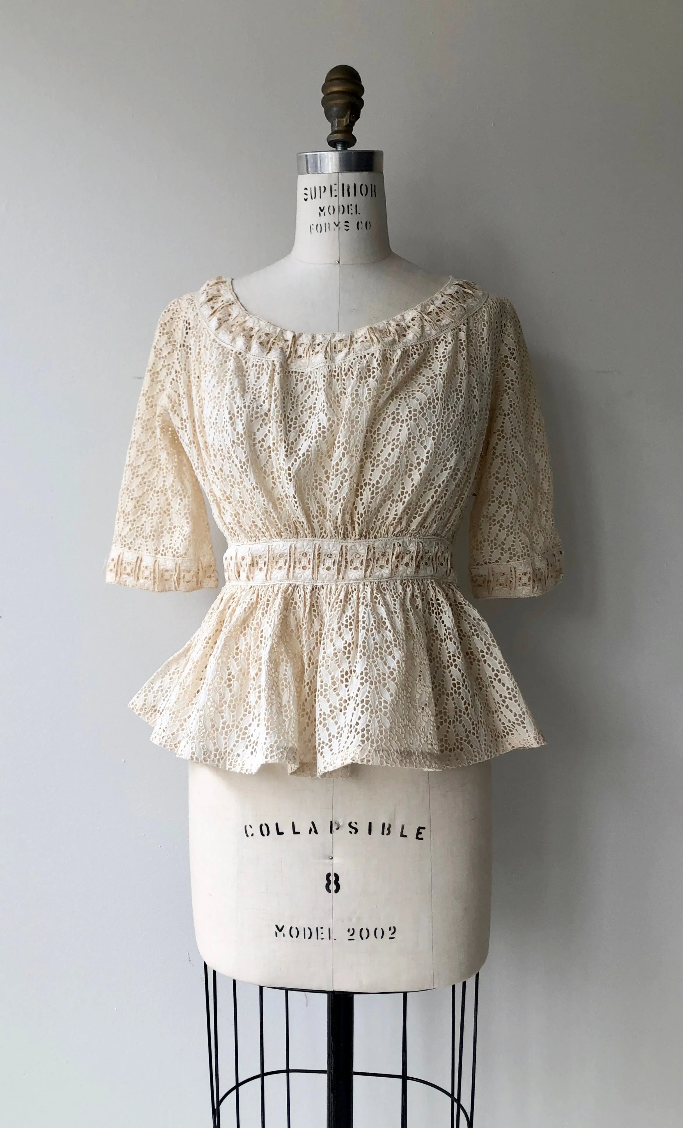 1930s Lace Peplum Blouse