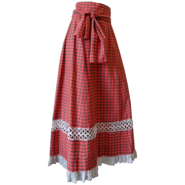 1970s Tartan High-waisted Maxi Skirt