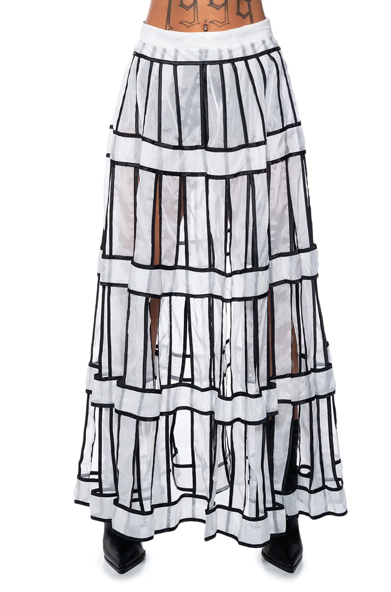 A TIMELESS BEAUTY TIERED CHIFFON MAXI SKIRT