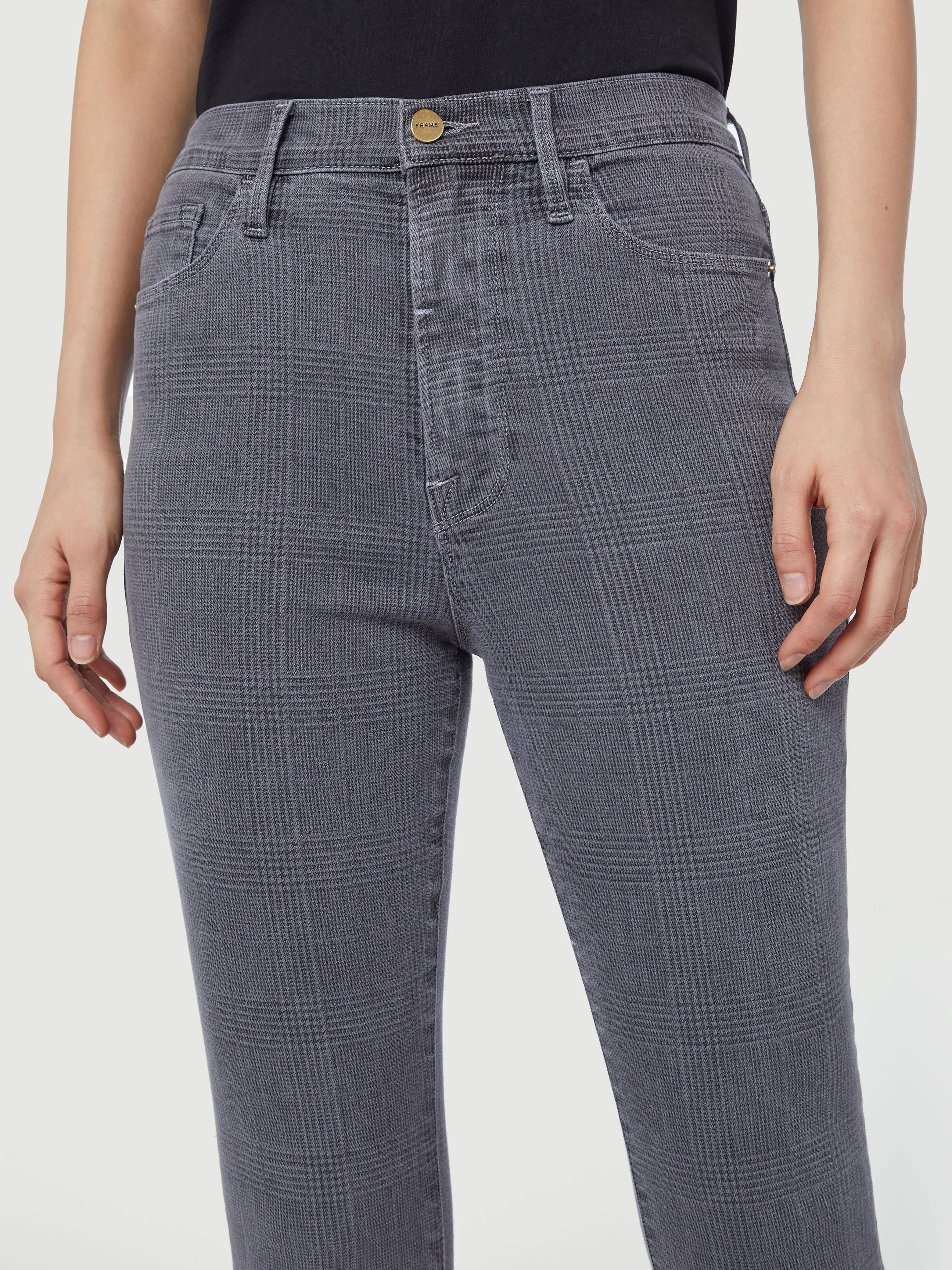 Ali High Rise Cigarette -- Washed Grey Plaid