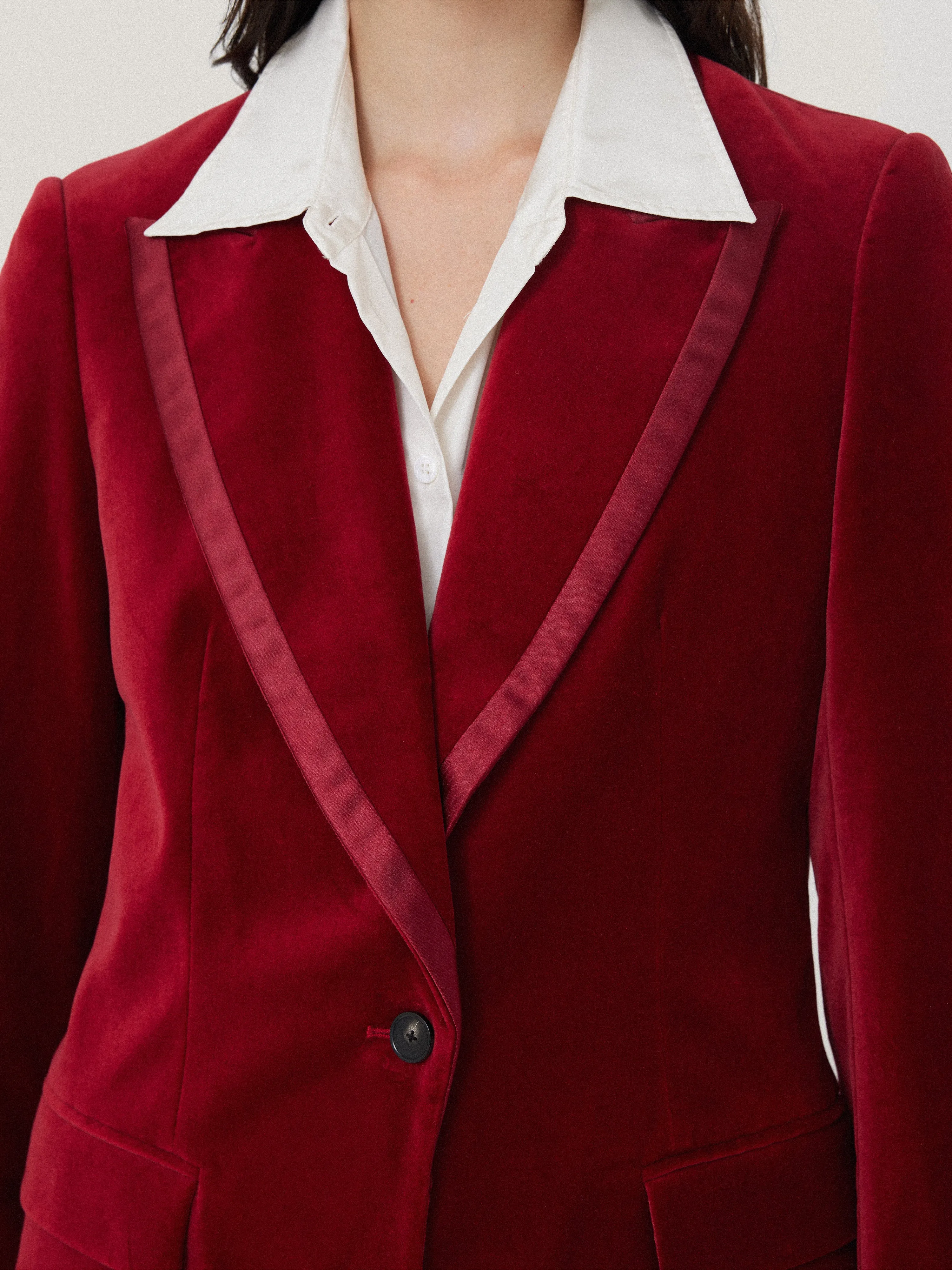 Ashby Velvet Blazer | Red