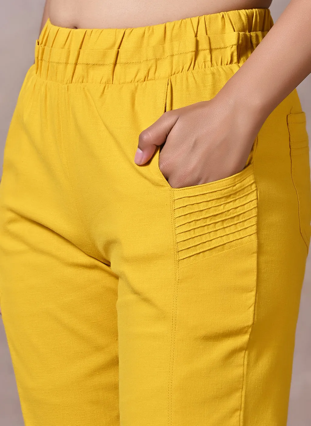 Ayeza Yellow Green Classic Fit Pants for Women