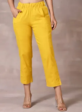 Ayeza Yellow Green Classic Fit Pants for Women