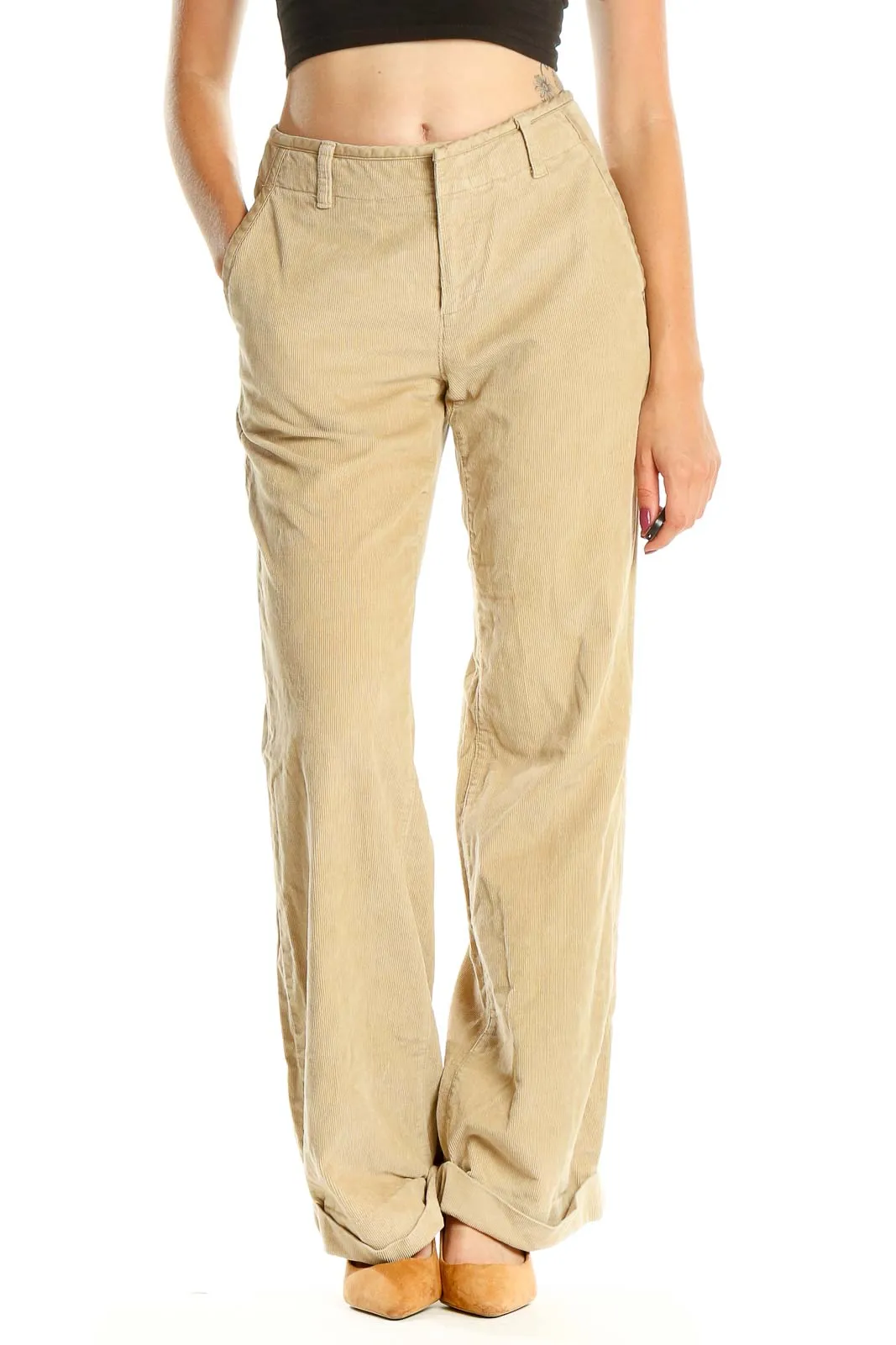 Beige Corduroy Classic Cargos Pants