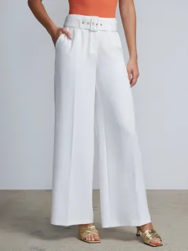 Belted Wide Leg High Rise Pants