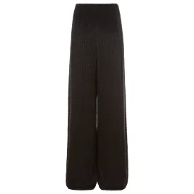 Black Bugle Bead Wide Leg Pant