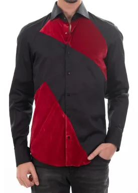 Black Red Trim Velvet Shirt