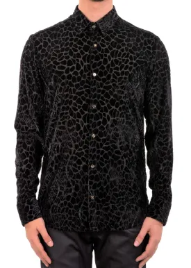 Black Reptilian Burnout Velvet Shirt