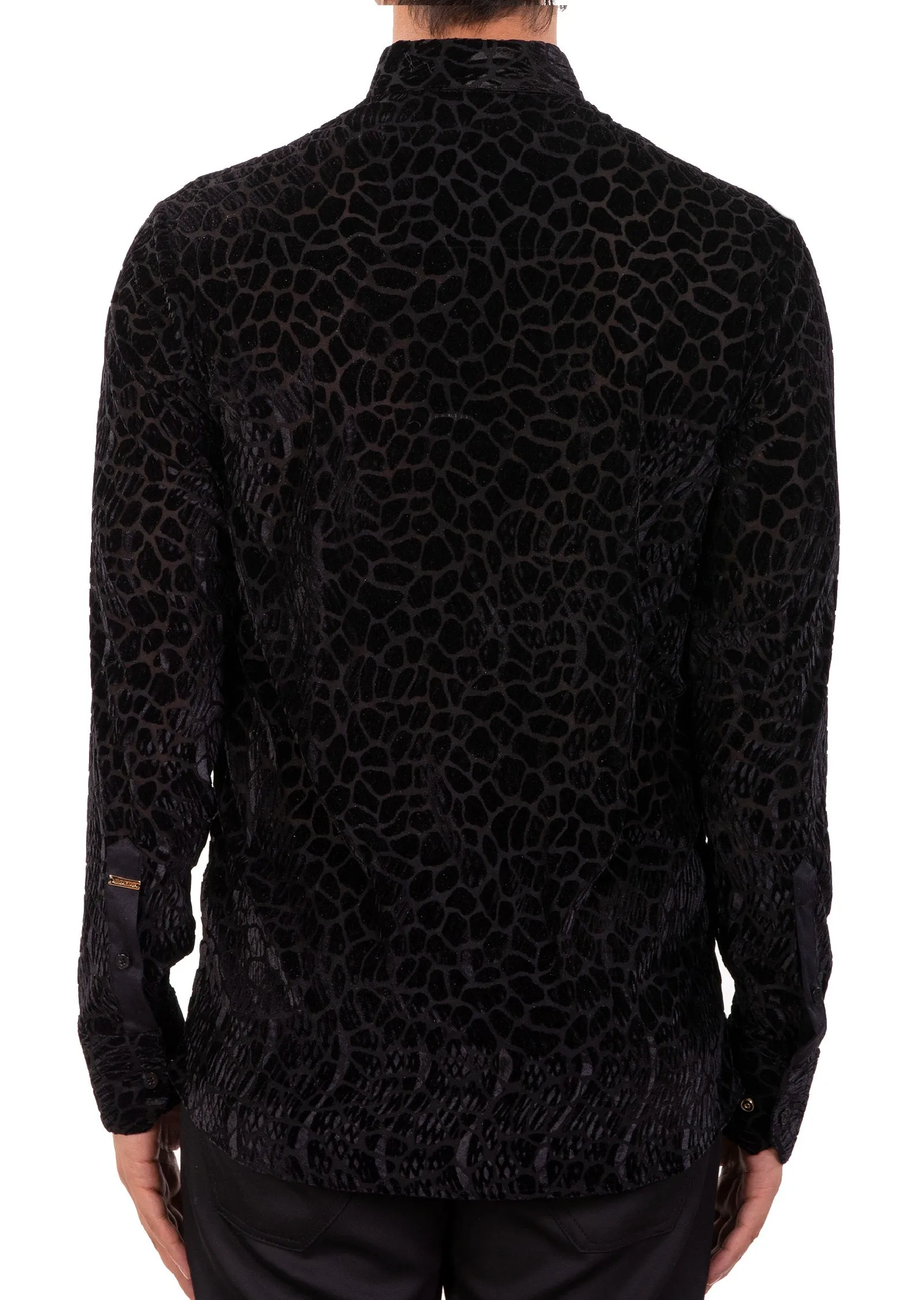 Black Reptilian Burnout Velvet Shirt