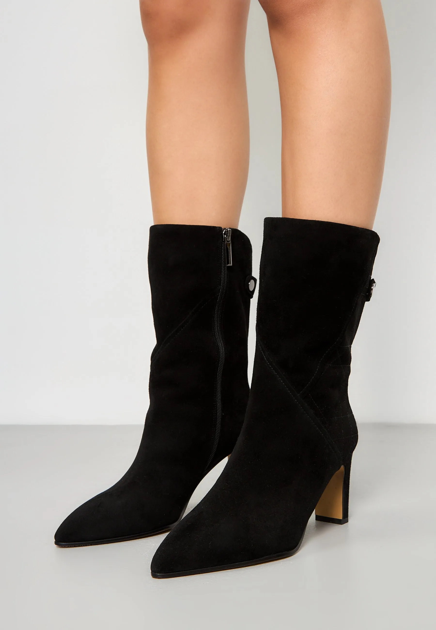 Black Suede Heeled Boots Bella