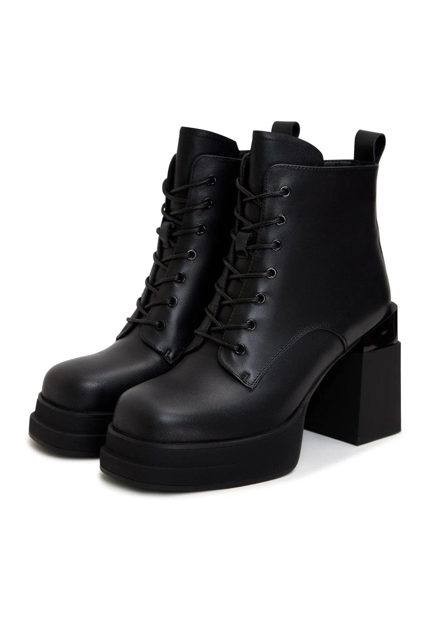 Block Heel Leather Ankle Boots