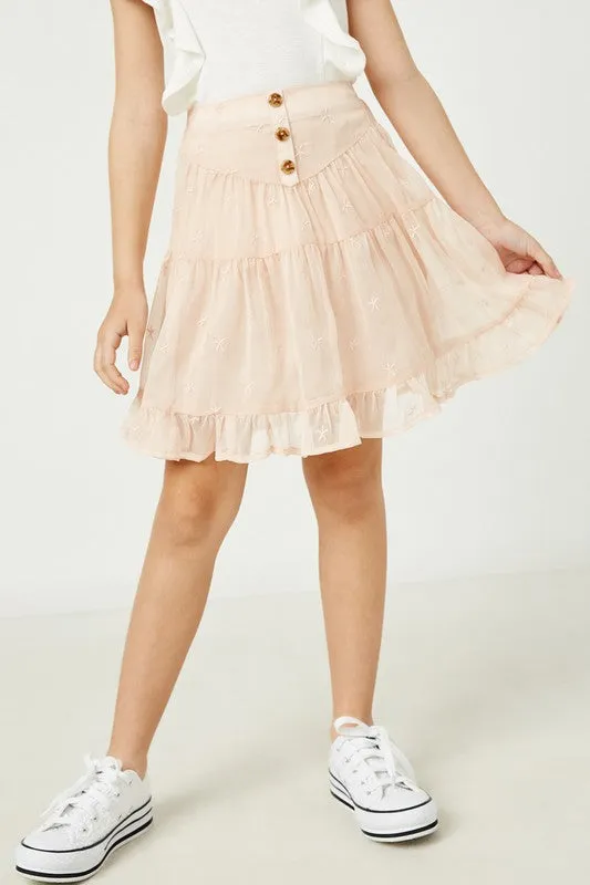 Blush Girls Embroidered Chiffon Skirt