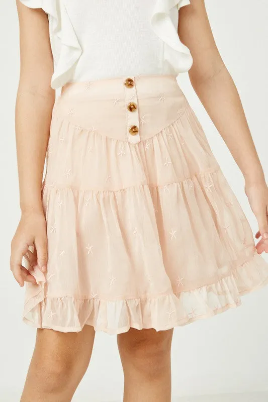 Blush Girls Embroidered Chiffon Skirt