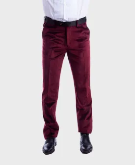 Burgundy Velvet Tuxedo Pants