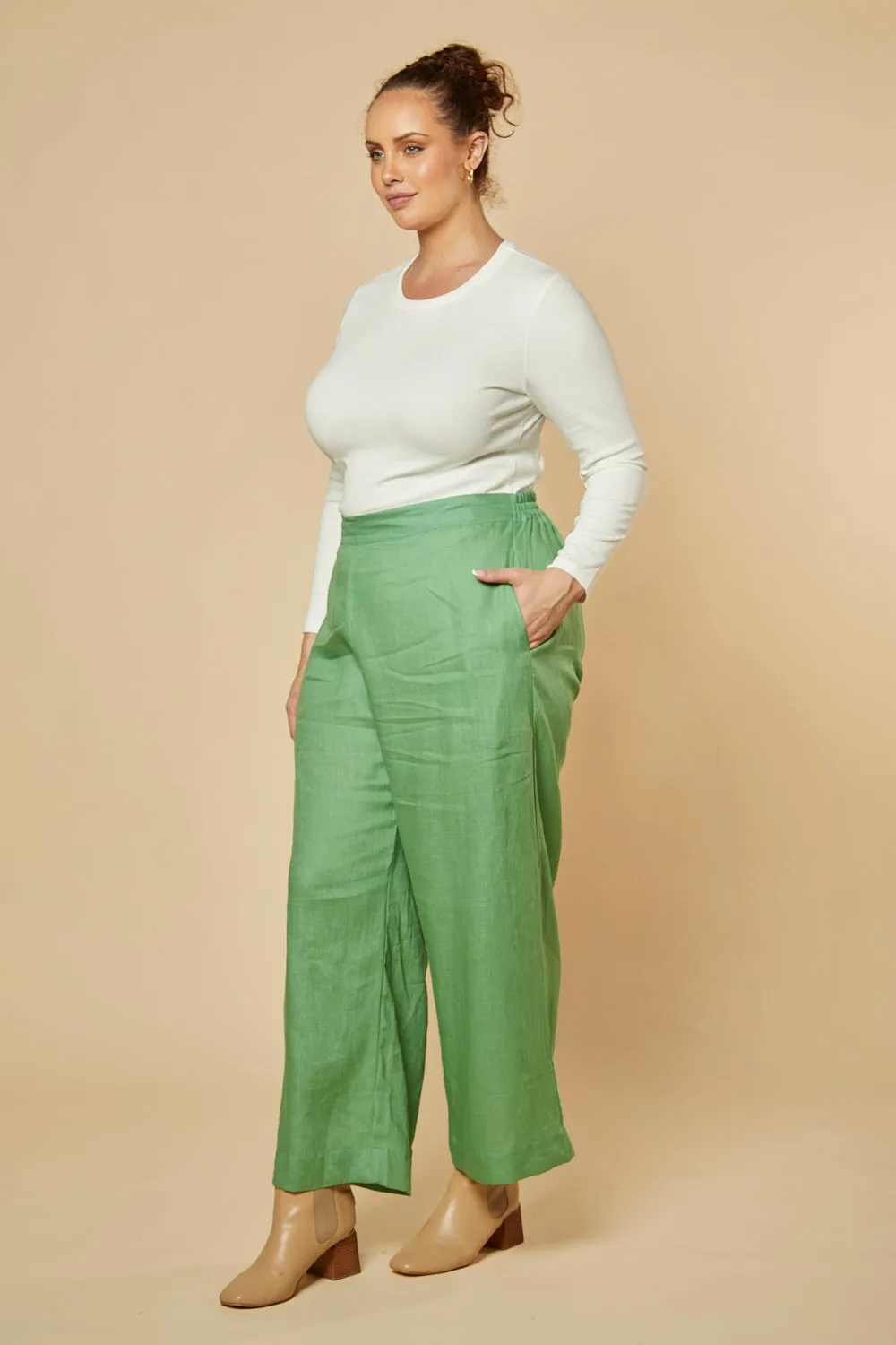 Camille Wide Leg Pant in Jadesheen