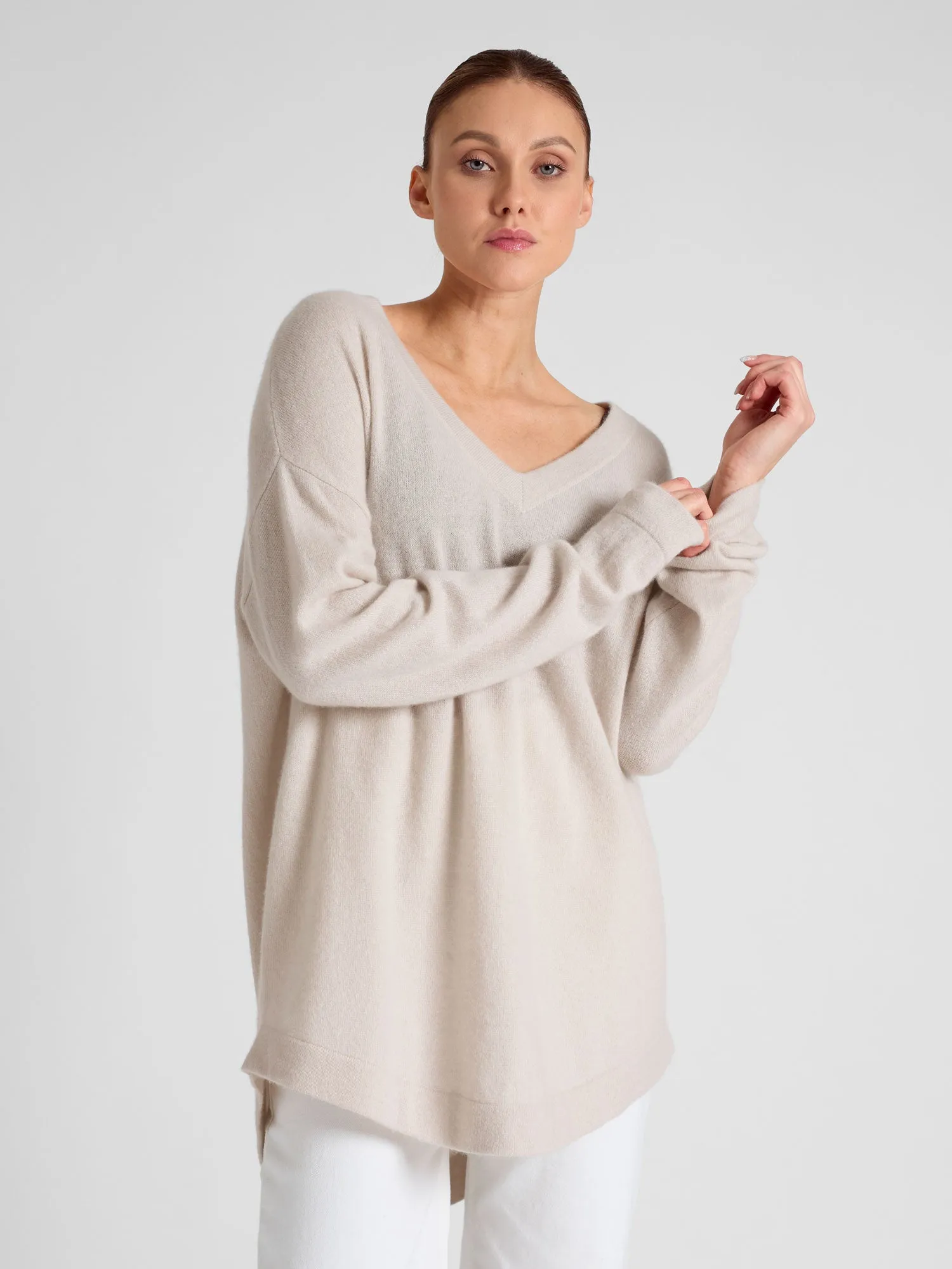 Cashmere sweater "Alva" - pearl