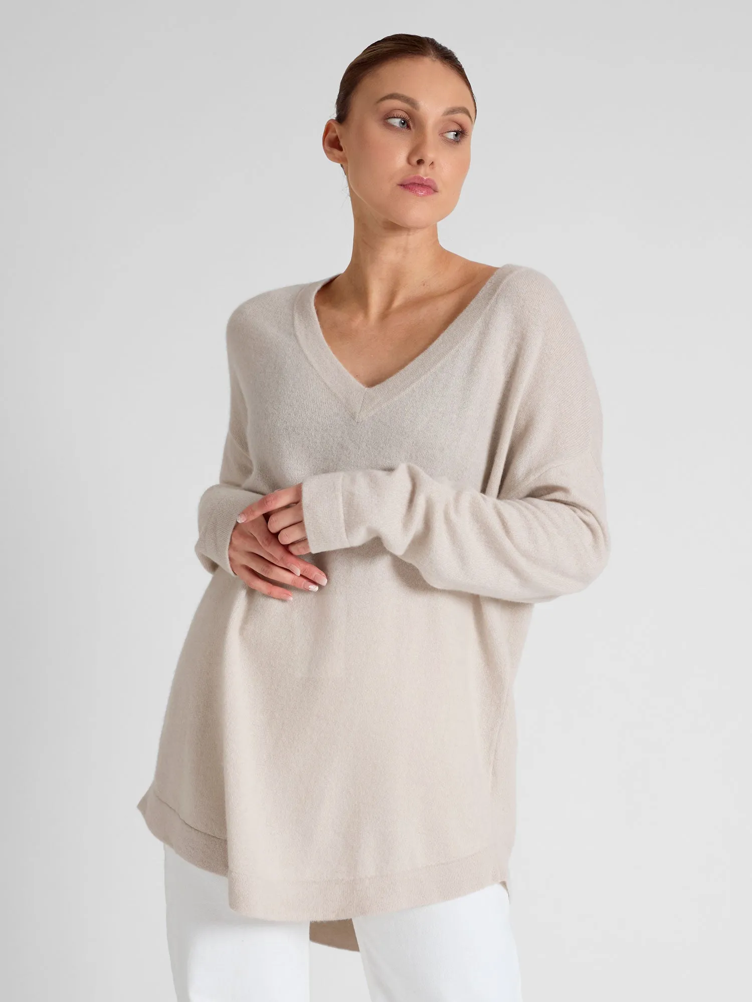 Cashmere sweater "Alva" - pearl