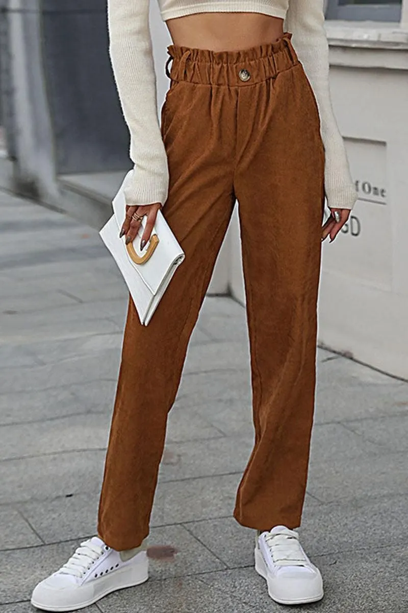 CASUAL SOLID CORDUROY PANTS