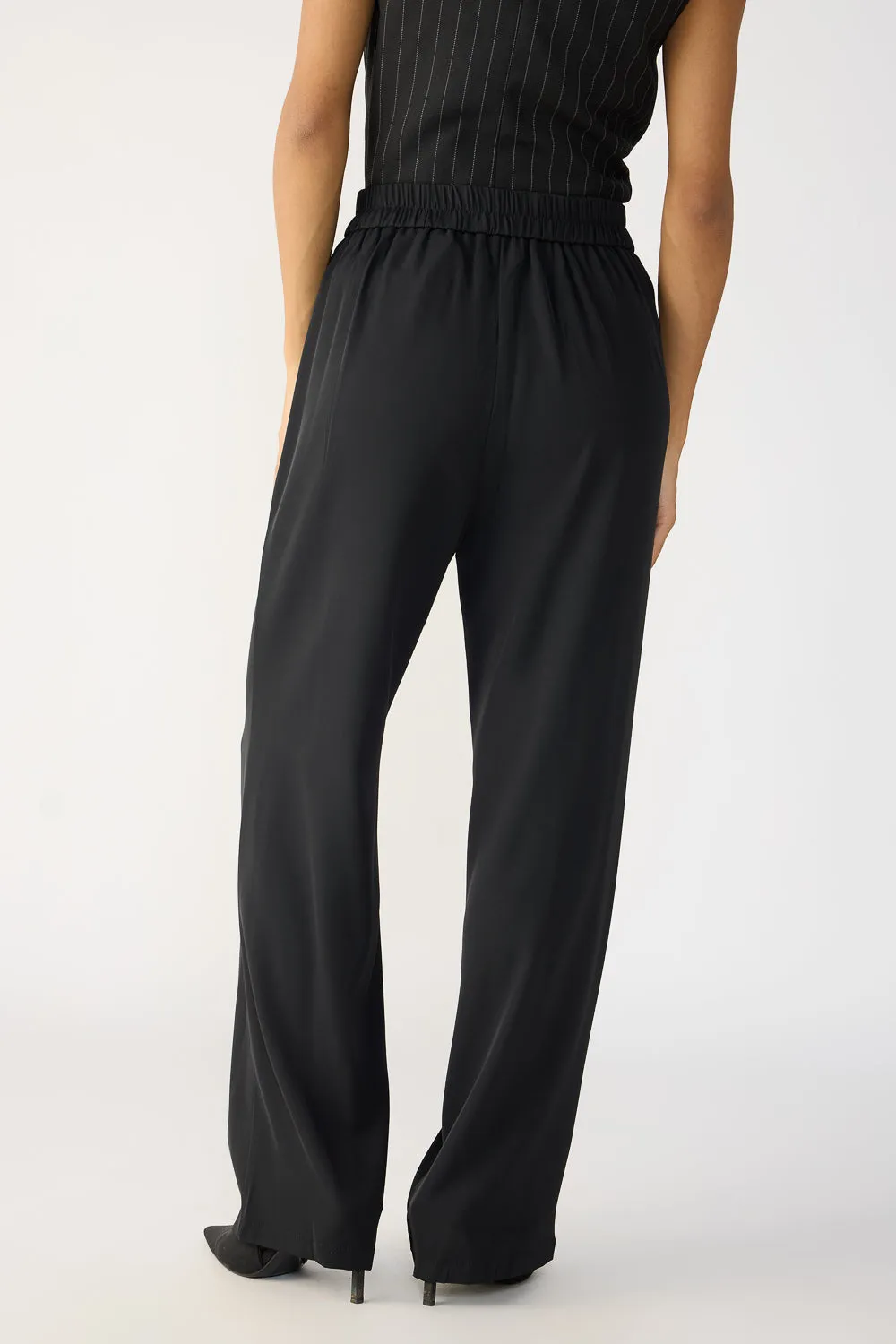 Caviar Black Knotted Waist Korean Pants