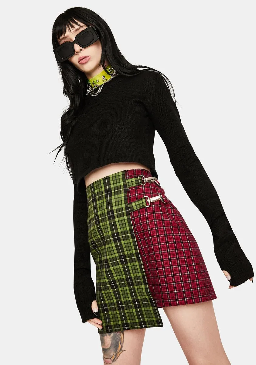 Disturb Plaid Wrap Skirt