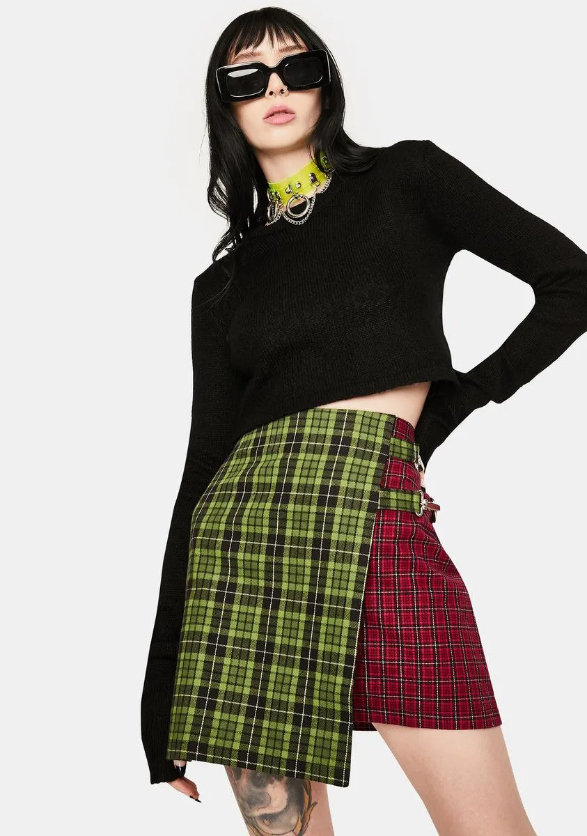 Disturb Plaid Wrap Skirt