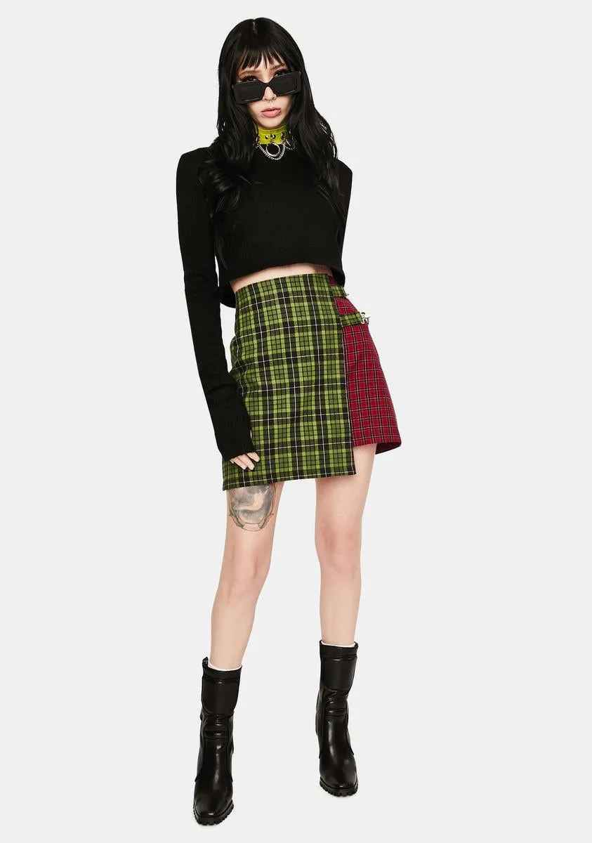 Disturb Plaid Wrap Skirt