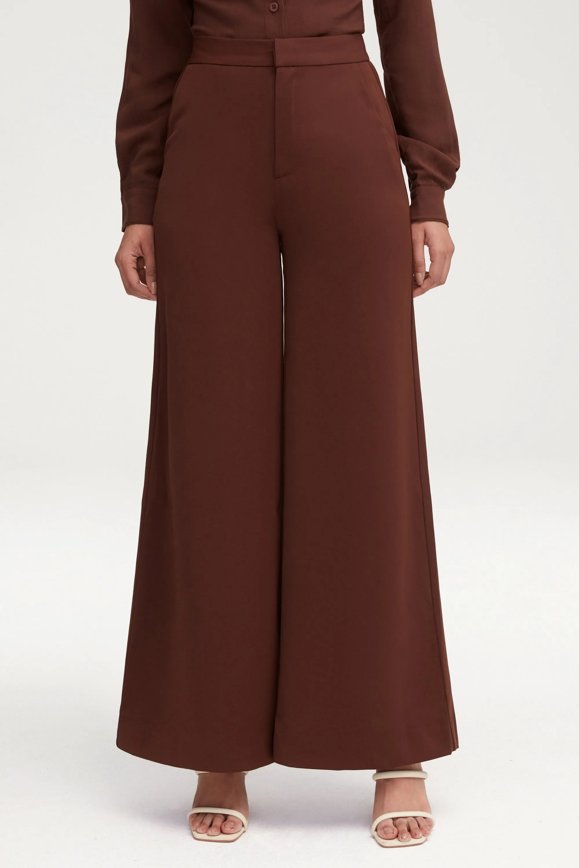 Essential Ultra Wide Leg Pants - Dark Brown