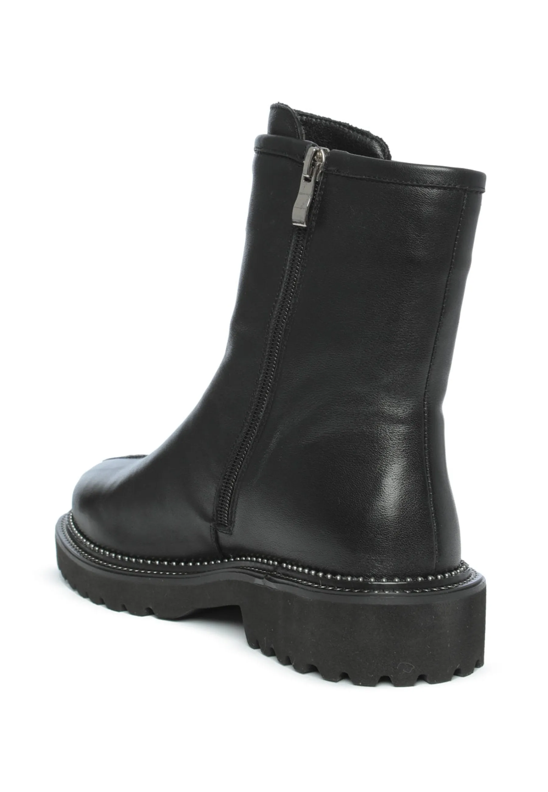 Front-Zip Ankle Boots - Black