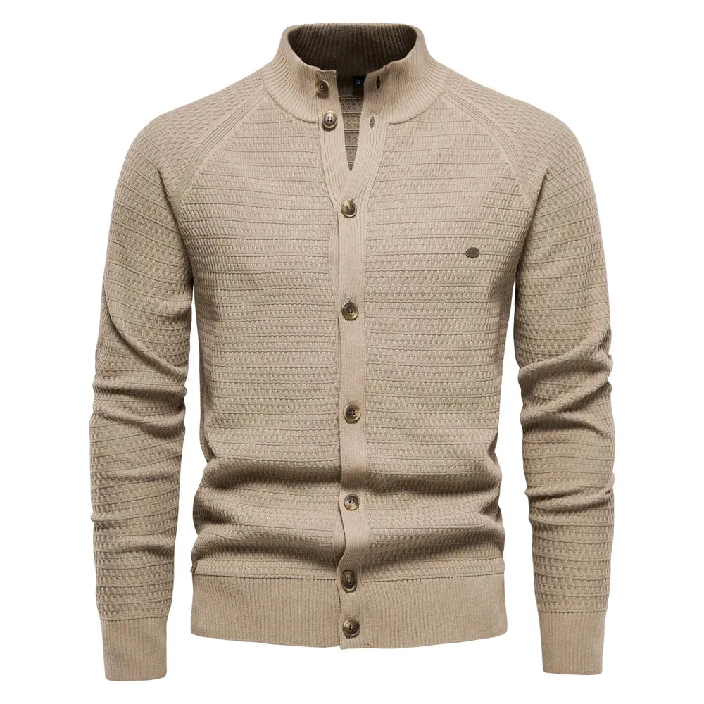 Funki Buys | Sweaters | Men's Mock Neck Button Knit Cardigan