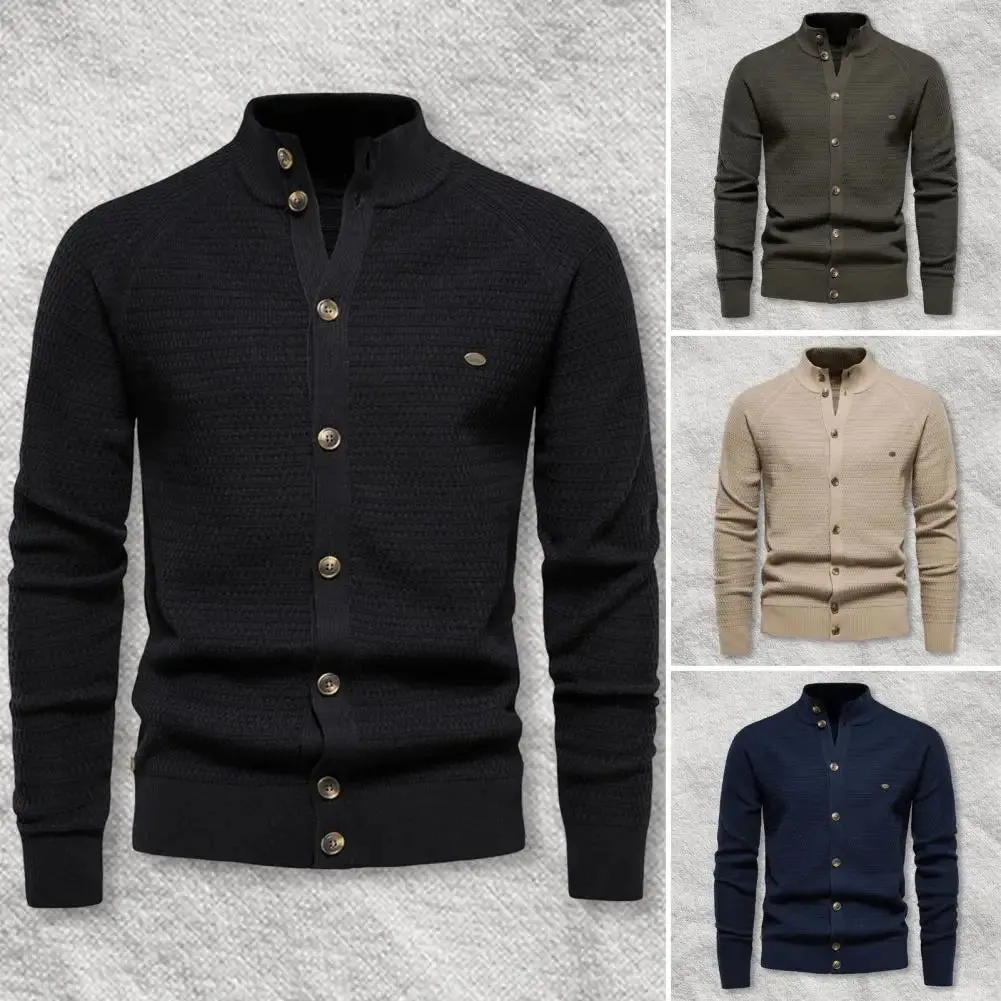 Funki Buys | Sweaters | Men's Mock Neck Button Knit Cardigan