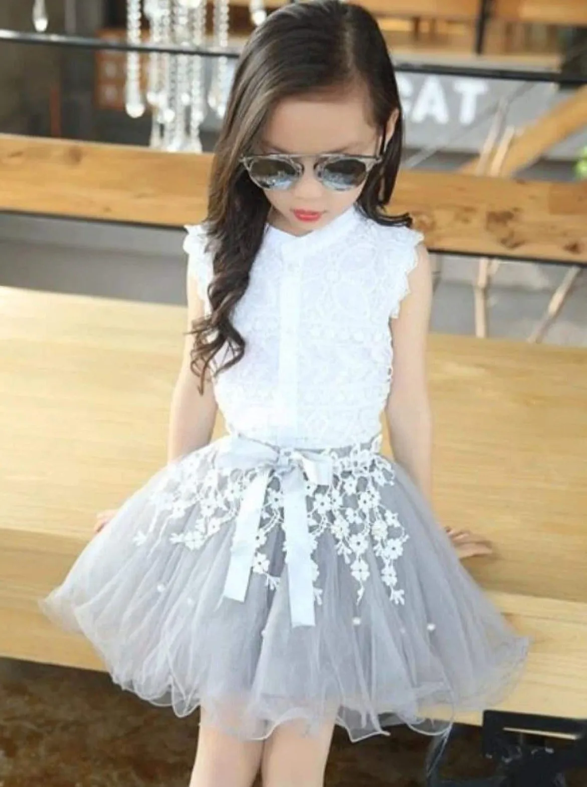 Girls Be Sophisticated Lace Top and Tutu Skirt Set