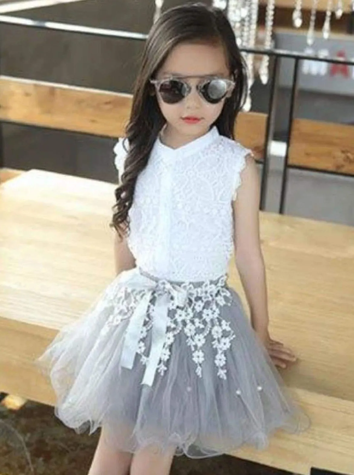 Girls Be Sophisticated Lace Top and Tutu Skirt Set