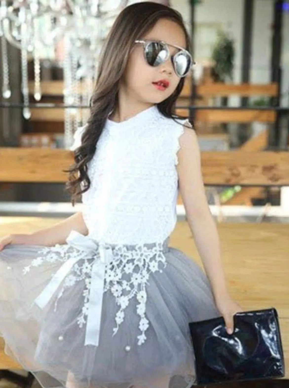 Girls Be Sophisticated Lace Top and Tutu Skirt Set