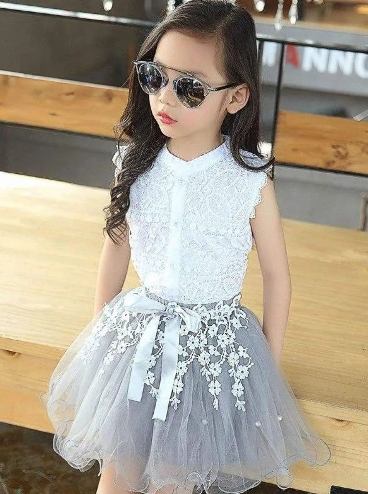 Girls Be Sophisticated Lace Top and Tutu Skirt Set