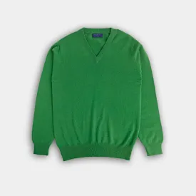 Green V-Neck Cashmere Sweater