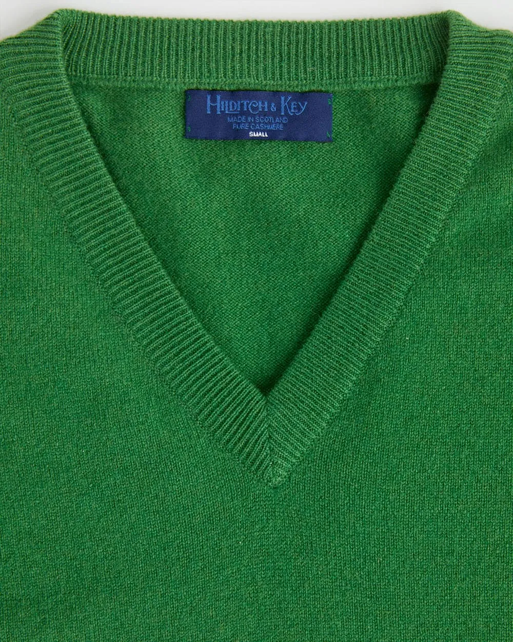 Green V-Neck Cashmere Sweater