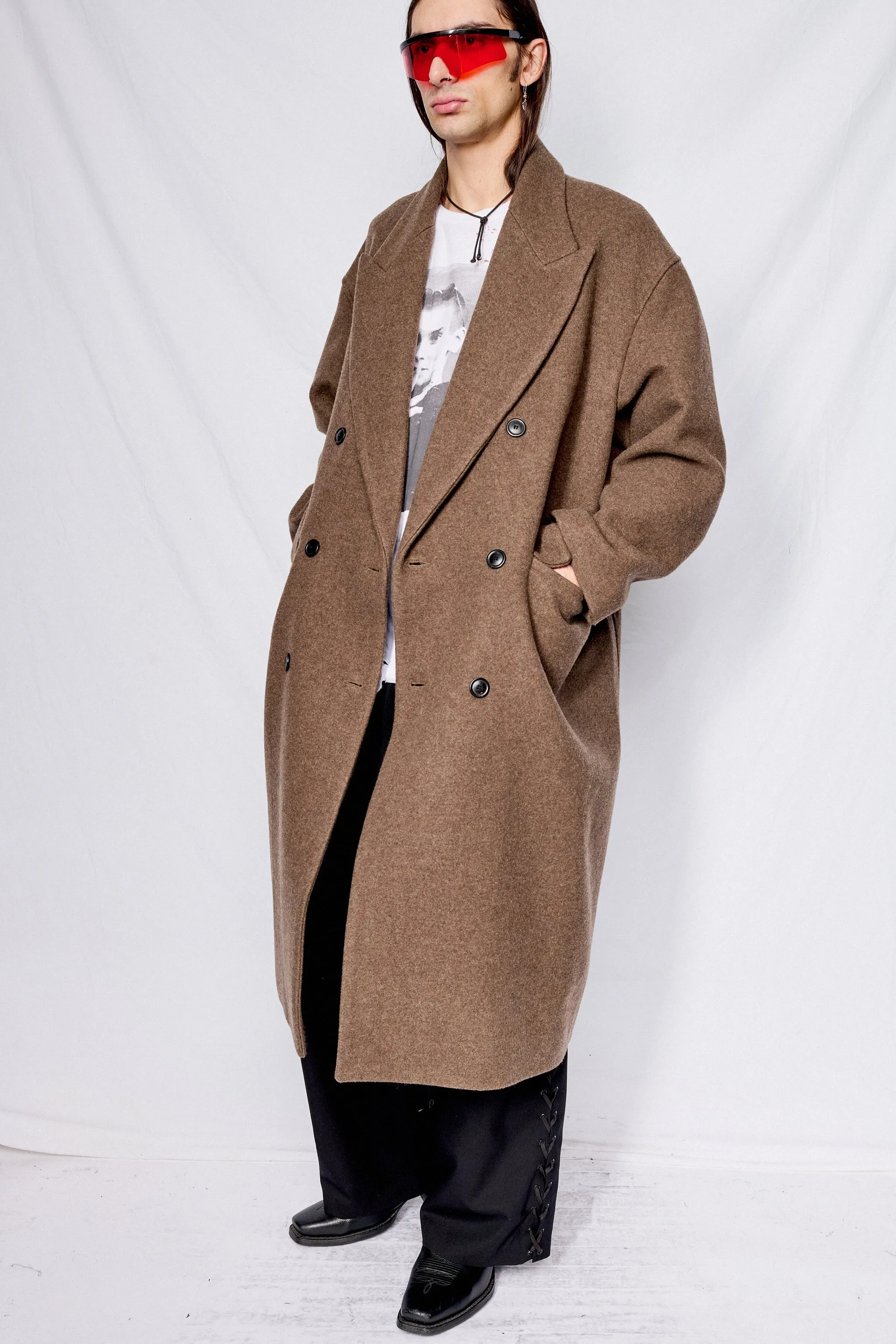 Greige Double Breasted Overcoat