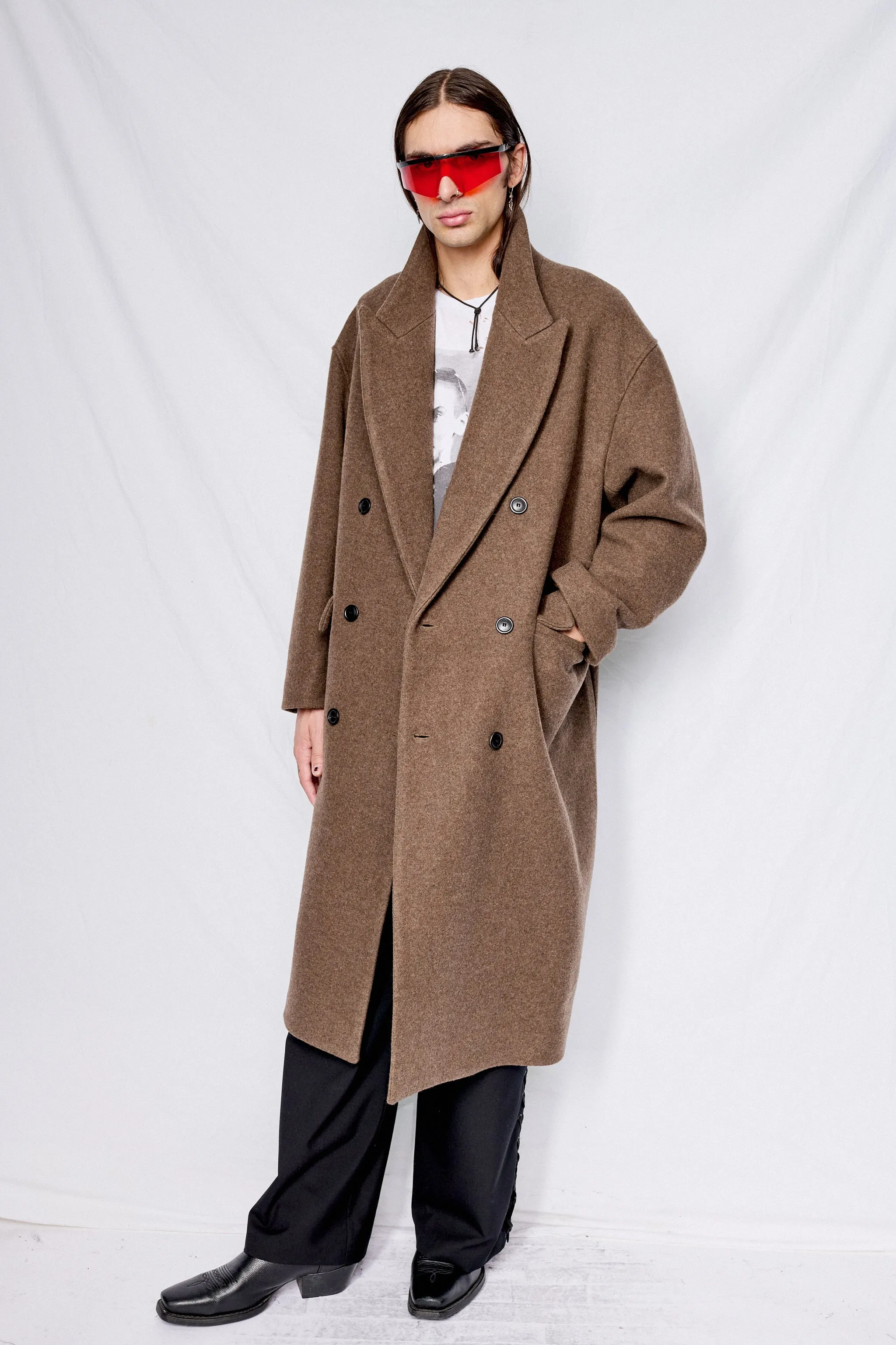 Greige Double Breasted Overcoat