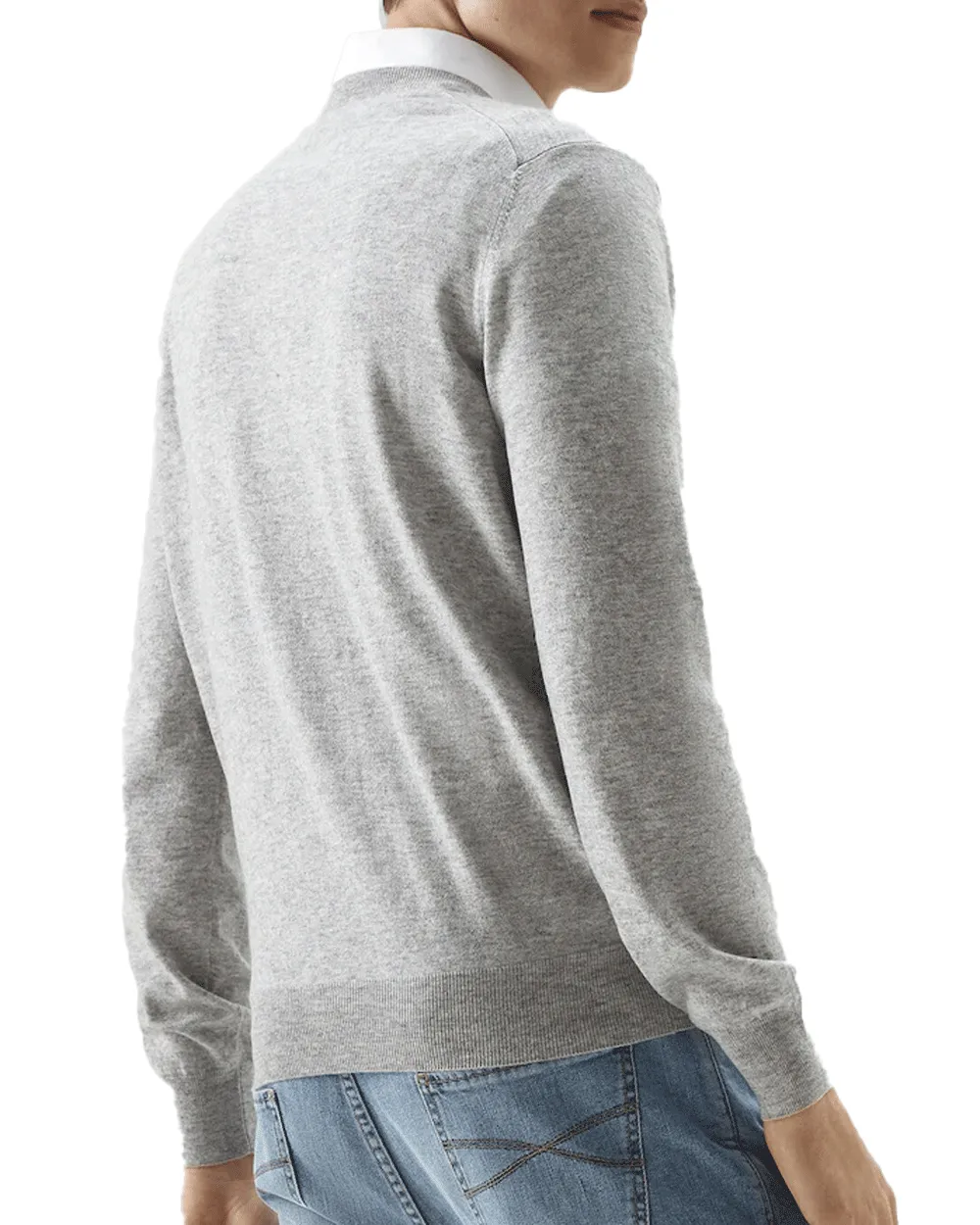 Grey V-Neck Cashmere Sweater