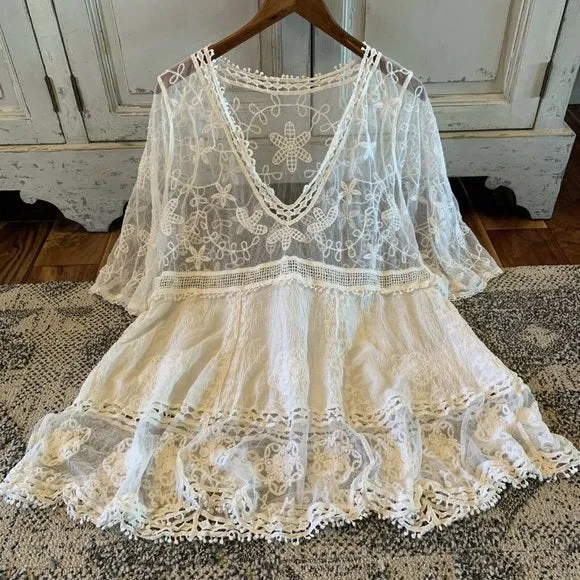 Hailey White Crochet Lace Blouse Bohemian Blouse