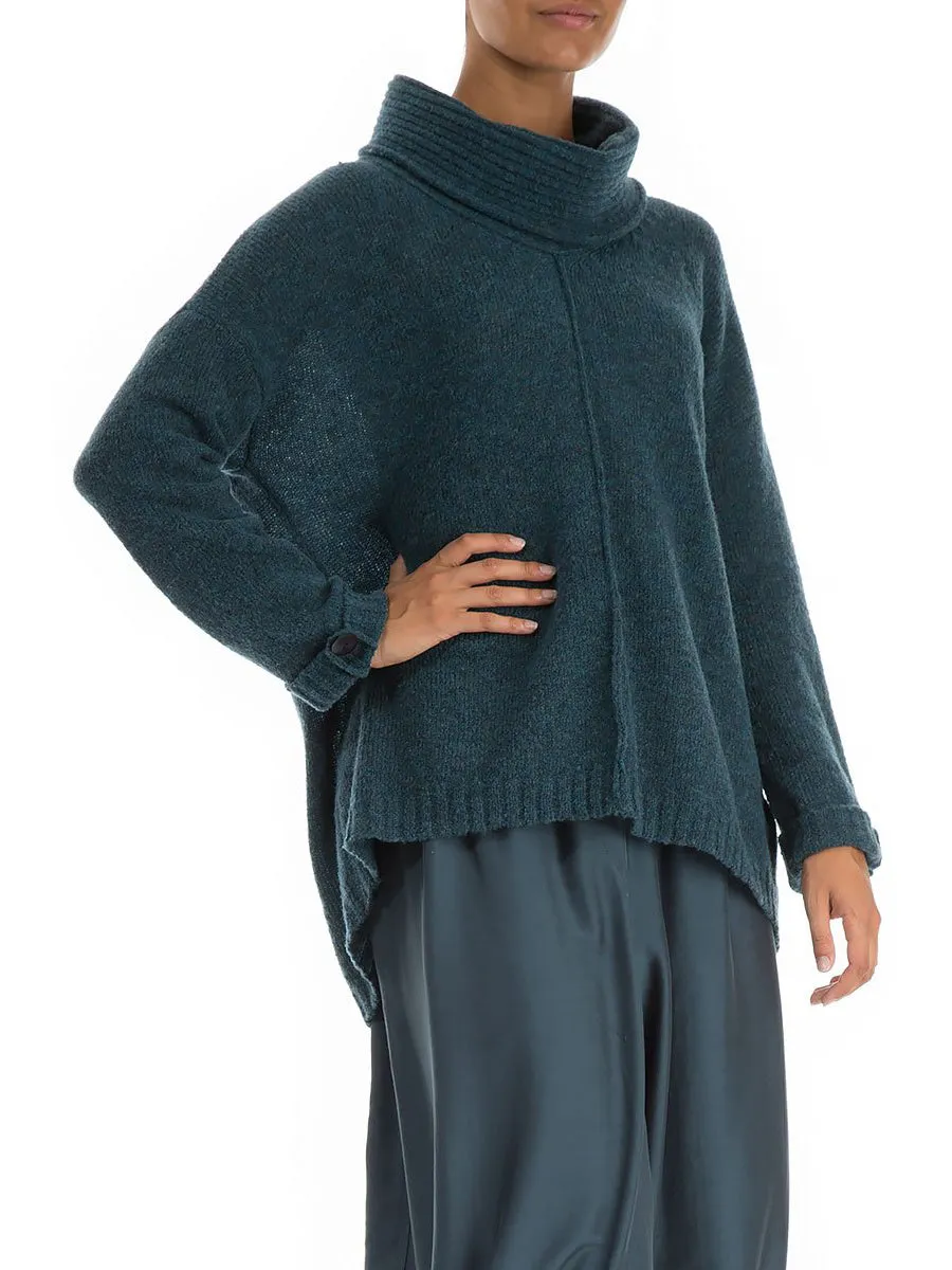 High Neck Loose Solid Color Wool Sweater