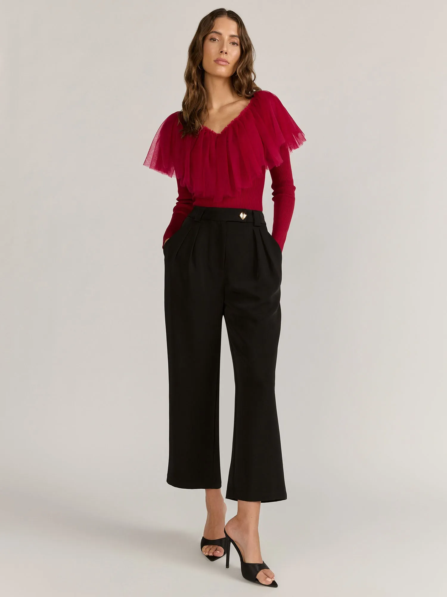 High Waisted Buttoned Trouser - Endless Rose