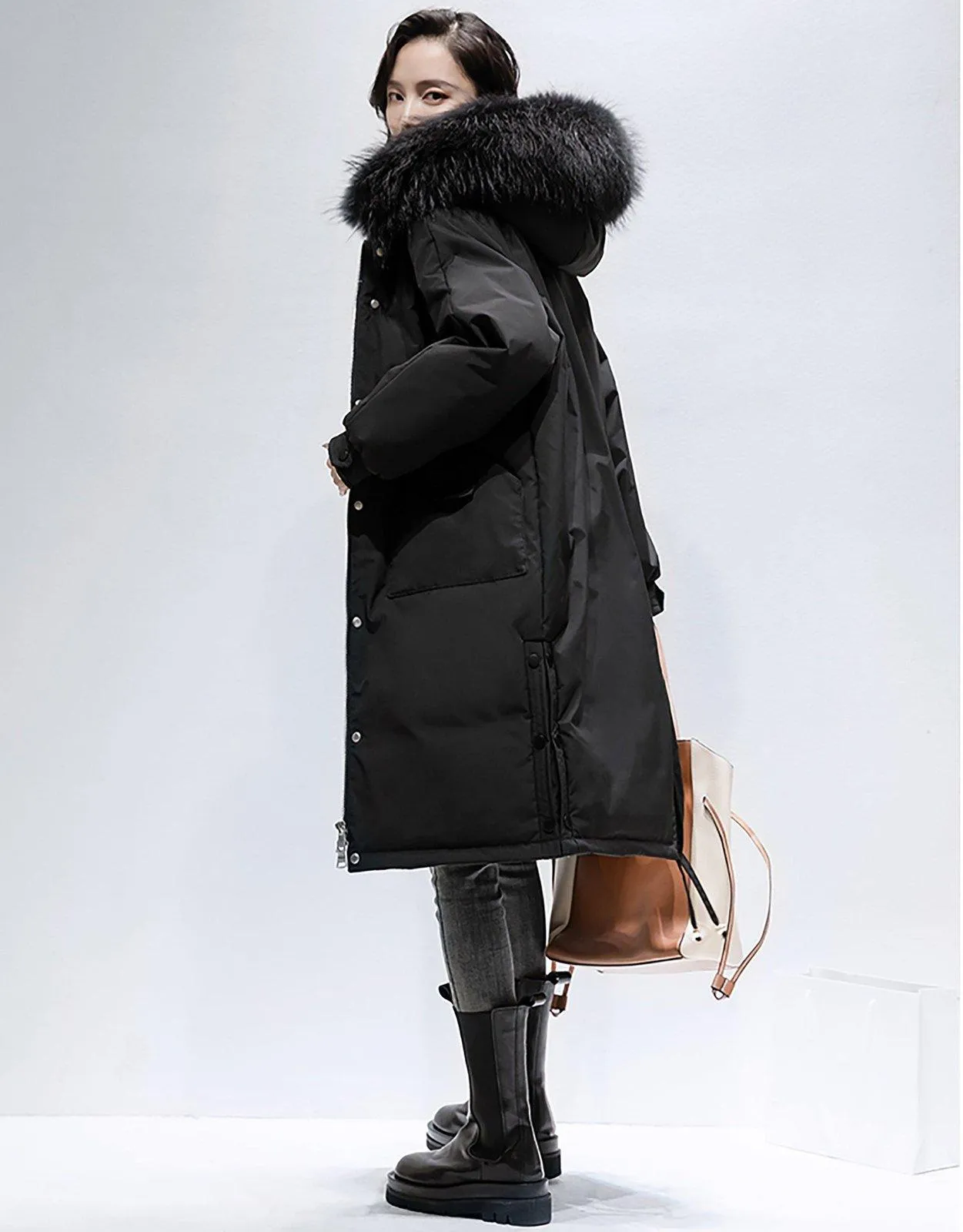 Hooded Fur Collar Down Puffer Parka