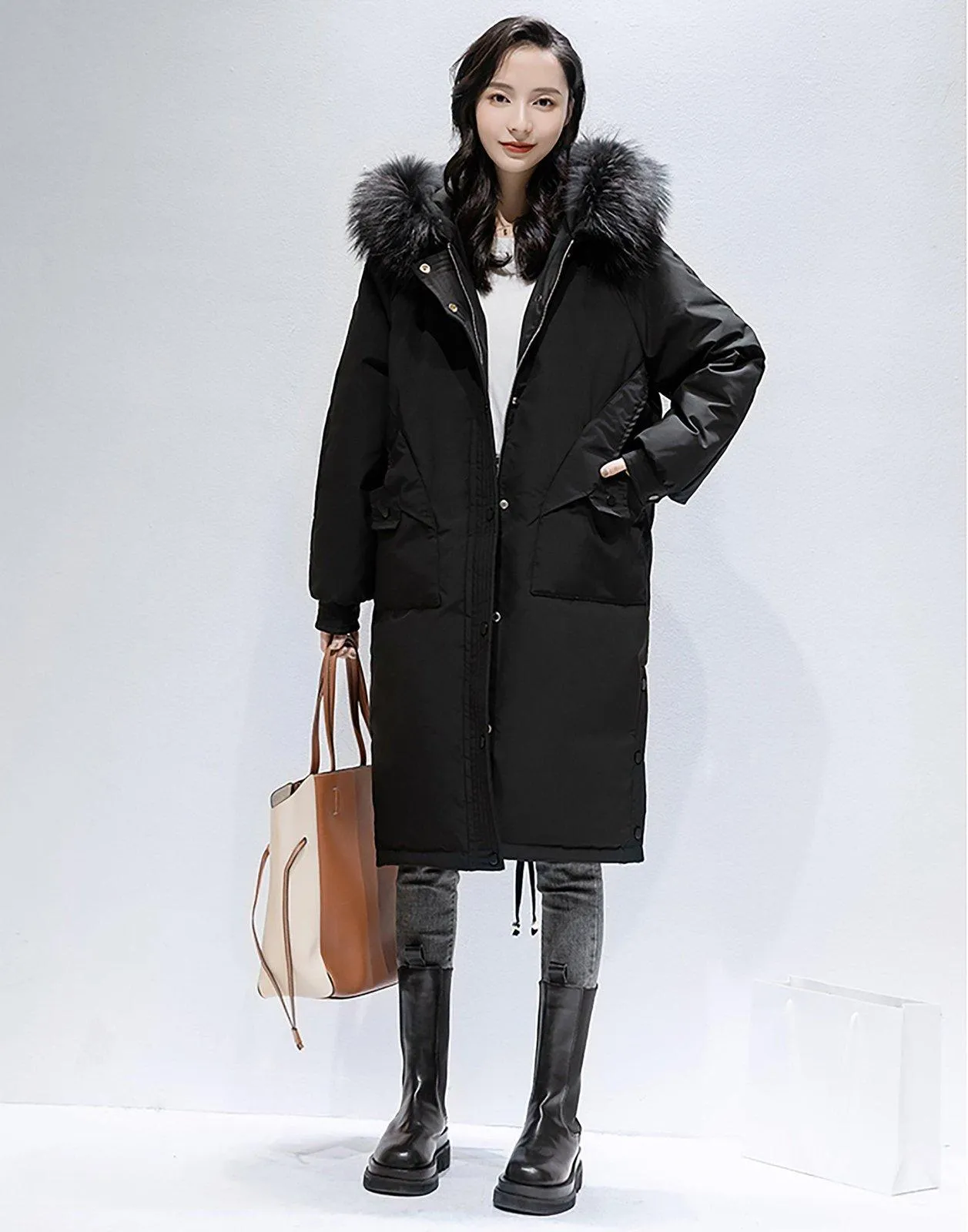 Hooded Fur Collar Down Puffer Parka