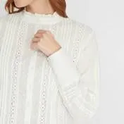 Ivory Dobby and Lace Pintuck Blouse