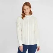 Ivory Dobby and Lace Pintuck Blouse