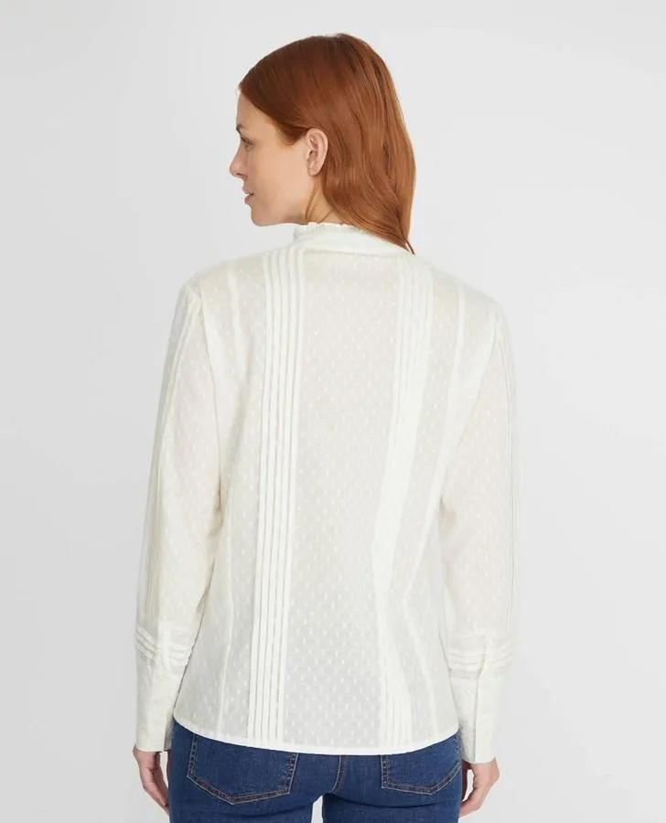 Ivory Dobby and Lace Pintuck Blouse