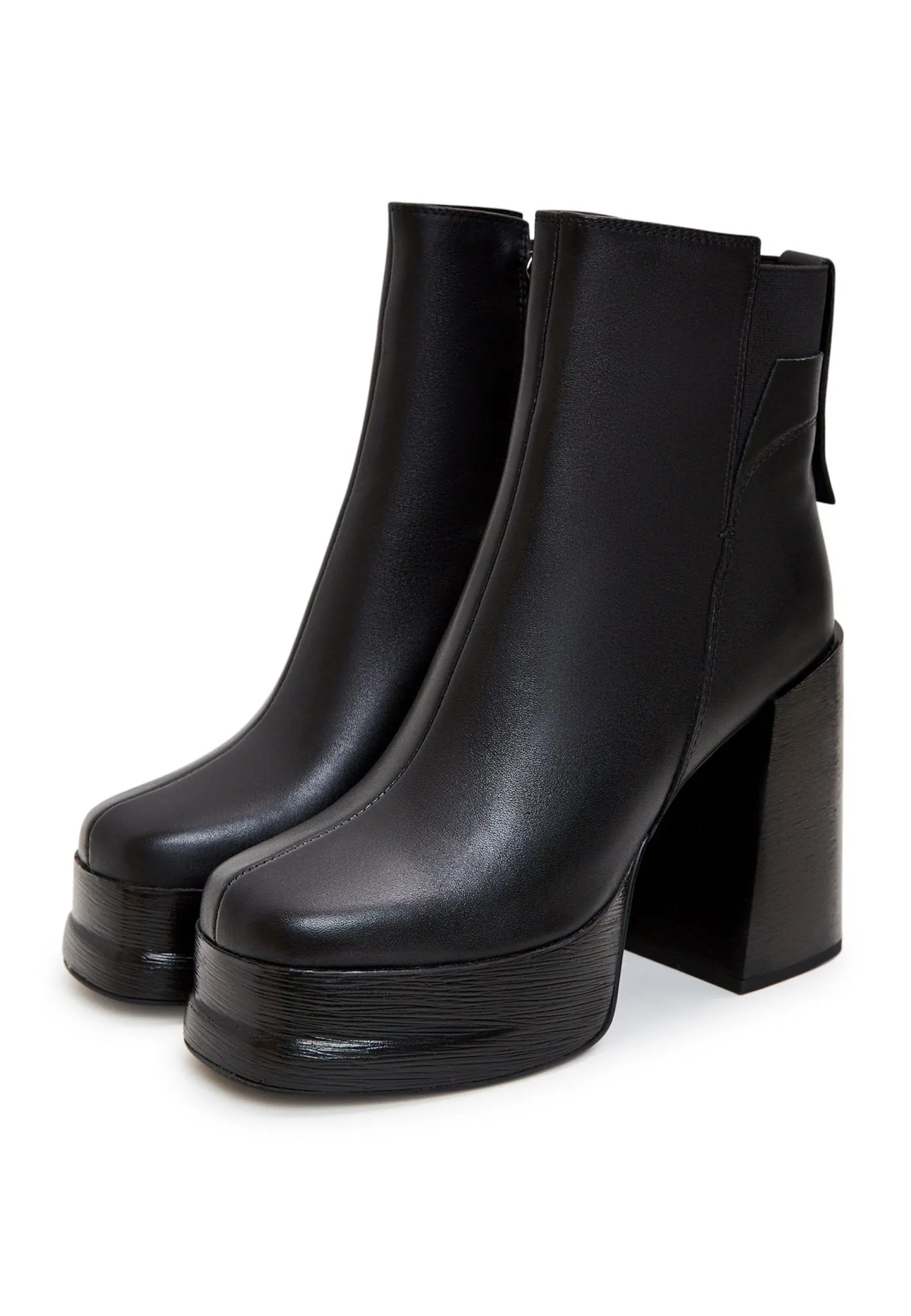 Leather Block Heeled Ankle Boots