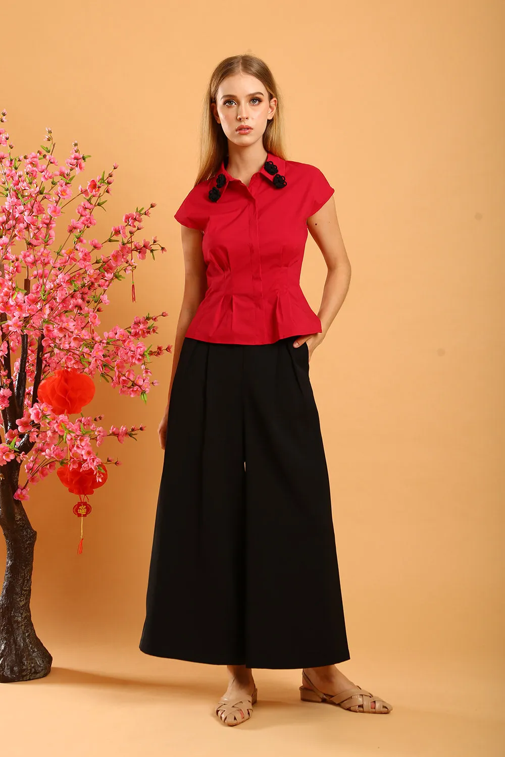 Liesa Wide Leg Pants in Black