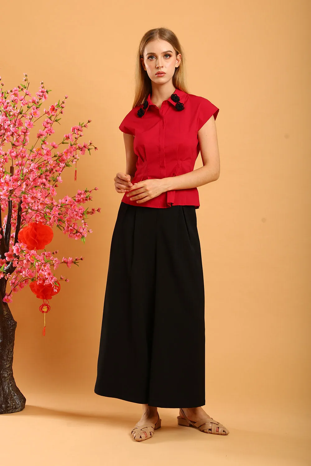 Liesa Wide Leg Pants in Black